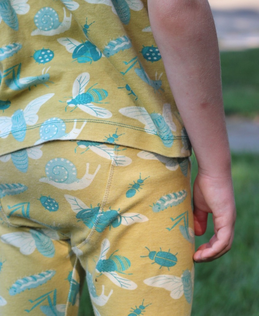 DO NOT PIN Creepy Crawly PJs, back view, sewn by fromwholecloth.com, Titchy Threads patterns